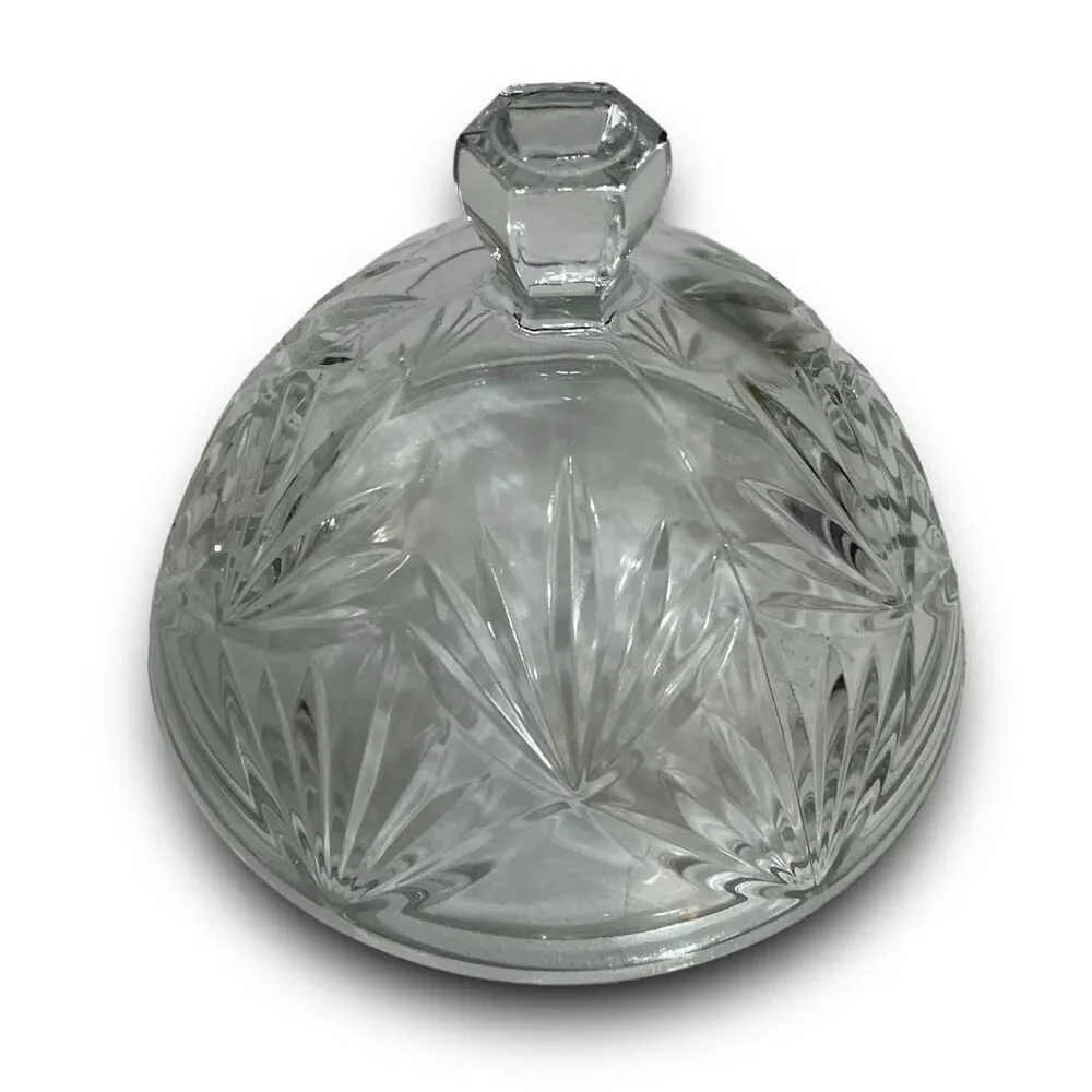 Teleflora Crystal Egg Shaped Pedestal Candy Dish with Lid Jewelry Trinket Dish